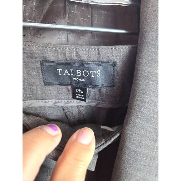 Talbots Women Dark Grey "Heritage" Wool Blend Straight Leg Trouser Pants size18W - Picture 4 of 8